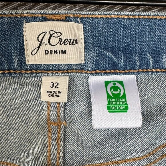 J. Crew Long Denim Med Blue High Rise Slouchy Boho Jean Shorts Size 32 - Picture 11 of 13